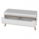 Scandinavian TV stand 2 drawers 107 cm GAIA (White, wood)