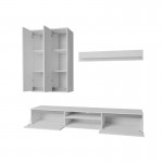 Soporte de TV de 2 puertas con estante y columnas de pared CHARLES (Blanco)