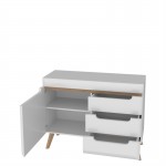 Skandinavisches Sideboard 1 Tür und 3 Schubladen GAIA (Weiß, Holz)