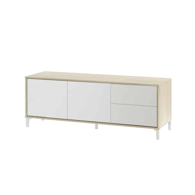 TV stand 2 doors and 2 drawers L130 cm VESON (White, Oak) - image 58797