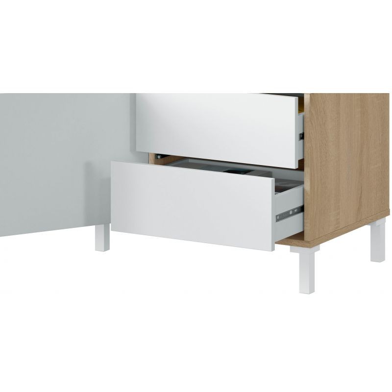TV stand 2 doors and 2 drawers L130 cm VESON (White, Oak) - image 58798