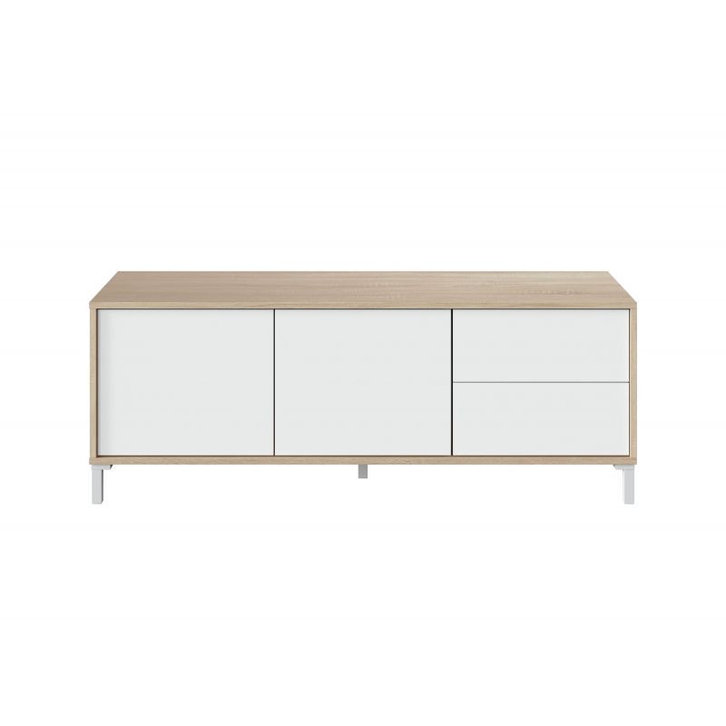 TV stand 2 doors and 2 drawers L130 cm VESON (White, Oak) - image 58799