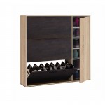 Shoe cabinet 3 flaps, 1 door (30 pairs) L106xH115 cm ZIAN (Light oak, black)