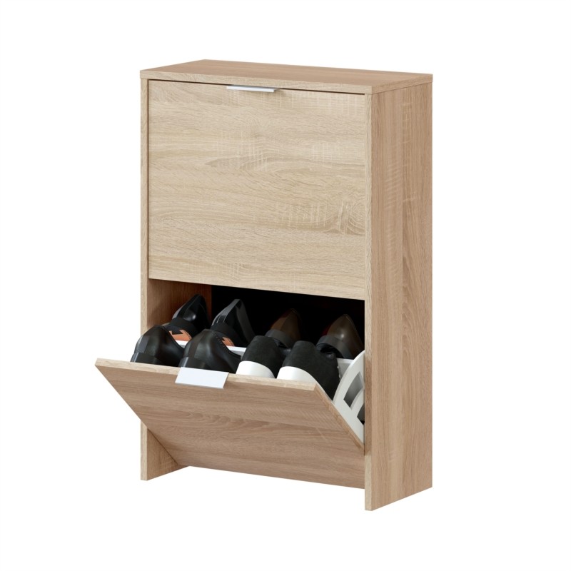Shoe cabinet 2 lids (12 pairs) L50xH76 cm ZIAN (Light oak) - image 58822