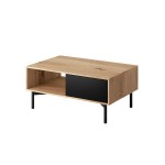 Industrial coffee table 2 drawers 102 cm ABBY (Black, wood)