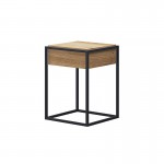 Side table, end of industrial sofa 40 cm with drawer JILL (Black, wood)