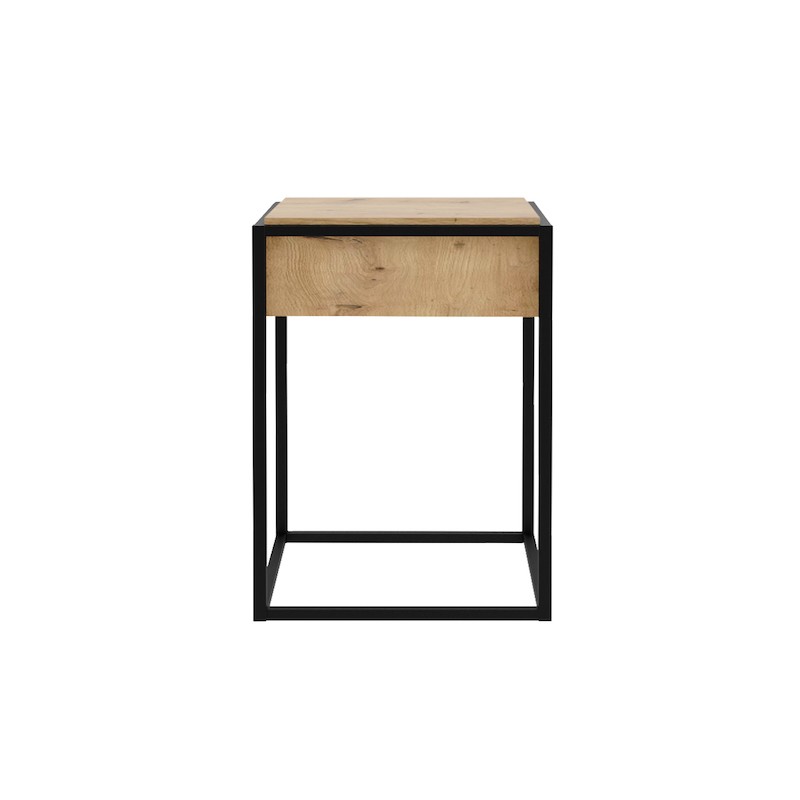 Table d'appoint, bout de canapé industriel 40 cm avec tiroir JILL (Noir, bois) - image 58932