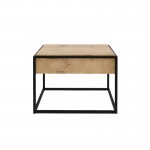 Side table, end of industrial sofa 60 cm with drawer JILL (Black, wood)