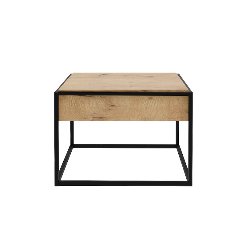 Tavolino, estremità divano industriale 60 cm con cassetto JILL (Nero, legno) - image 58934