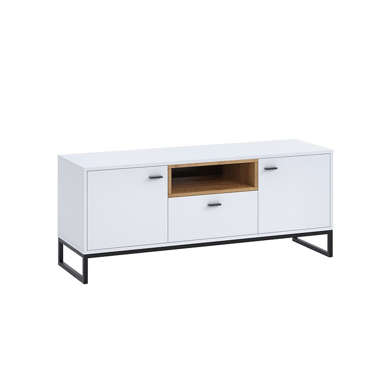  TV stand 2 doors and 1 drawer 135 cm OLIE (White, wood) - image 58947