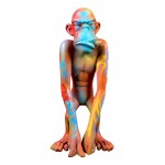 Estatua decorativa de resina diseño MONKEY STREET ART (H58 cm) (Multicolor)