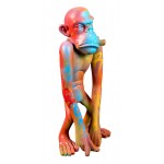Statue résine décorative design SINGE STREET ART (H58 cm) (Multicolore)