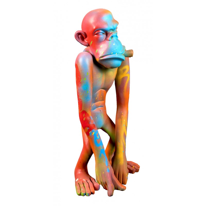 Estatua decorativa de resina diseño MONKEY STREET ART (H58 cm) (Multicolor) - image 58996
