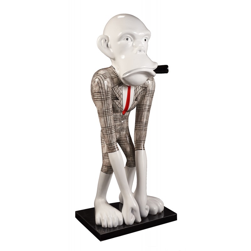 Statue résine décorative design SINGE BILL (H140 cm) (Noir, blanc) - image 59017