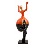 Statue decorative resin design DANCER CLOCK (H157 cm) (Black, red)