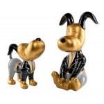 Set di 2 Statue design in resina DOGS BUTLER (H45 - H30 cm) (Nero, oro, grigio)