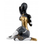 Statue decorative resin design WOMAN YOGA (H55 cm) (Black, gold, white)