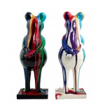 Set de 2 Statues résine design GRENOUILLE FRANGINE (H31 cm) (Multicolore)