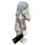 Statue sculpture decorative design SINGE in resin H45 cm (Black, white)