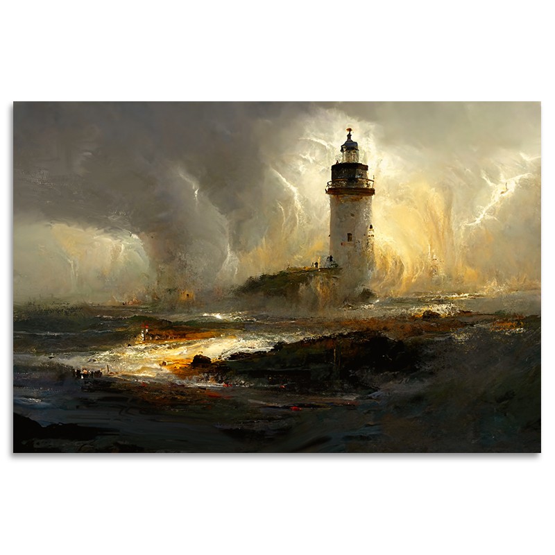 Tischdruck Metallträger Leuchtturm auf See (Multicolor) - image 59160