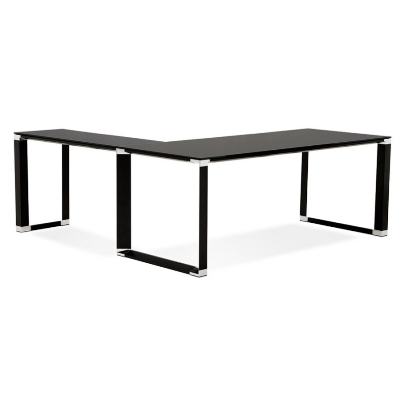 Design corner desk in tempered glass (200x100 cm) MASTER - Reversible angle (black) - image 59338