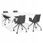 BENCH scrivania tavolo da riunione moderno in legno (140x140 cm) LOLAN (bianco)