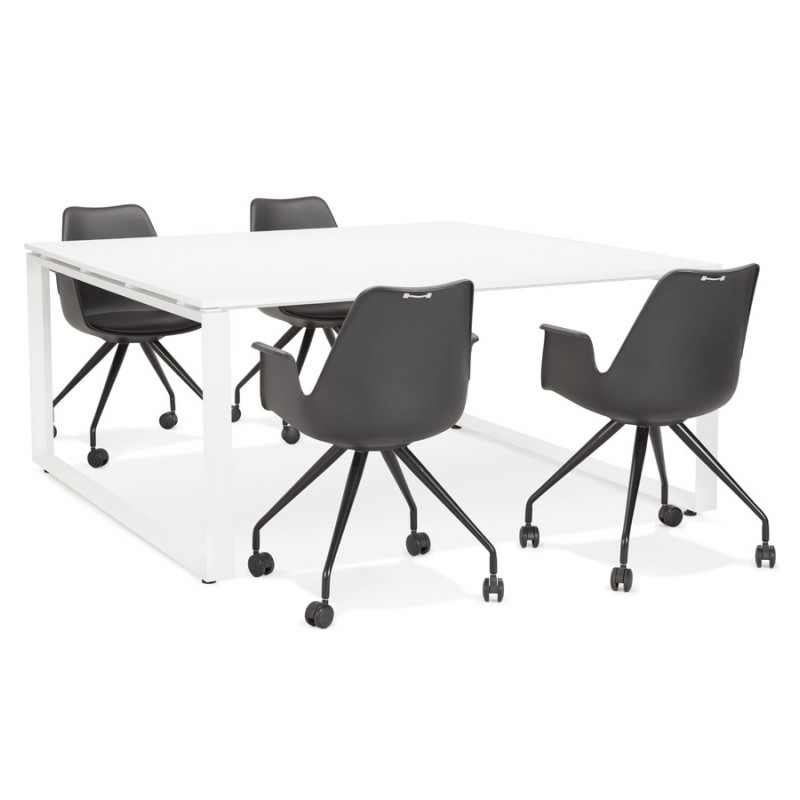 BENCH desk modern wooden meeting table (140x140 cm) LOLAN (white) - image 59357
