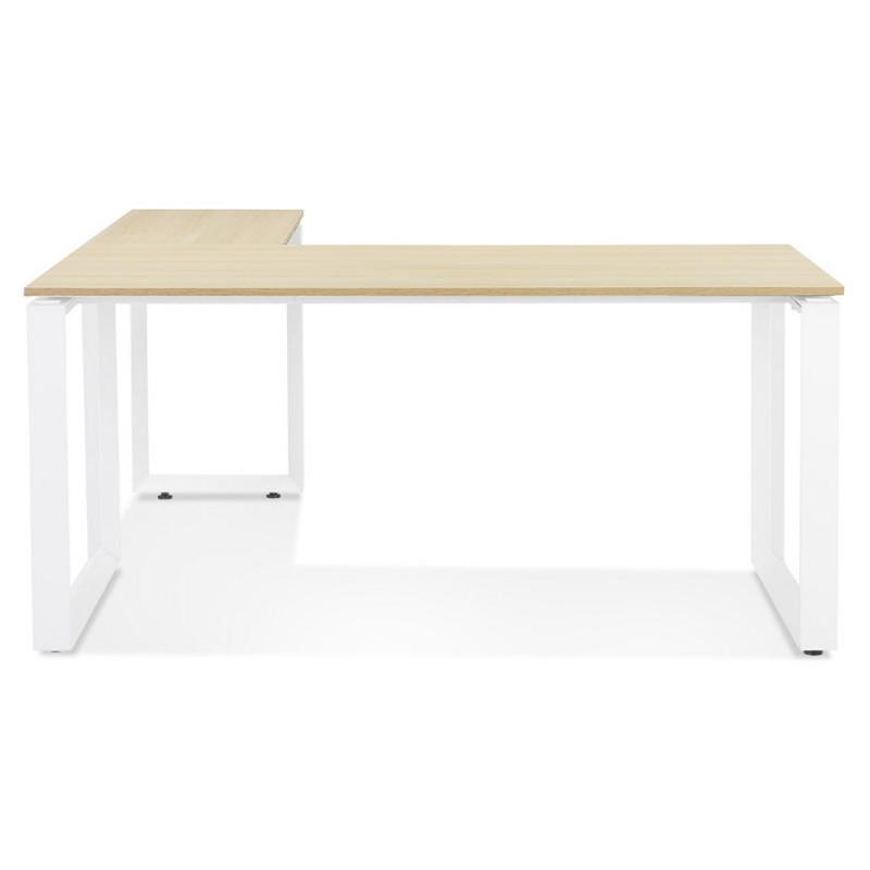 Bureau d'angle design en bois pieds blancs (160x170 cm) OSSIAN (finition naturel) - image 59419