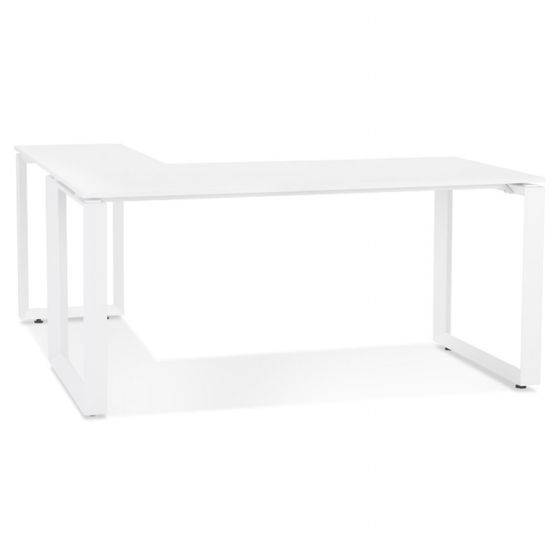 Bureau d'angle design en bois pieds blancs (160x170 cm) OSSIAN (finition blanc) - image 59425