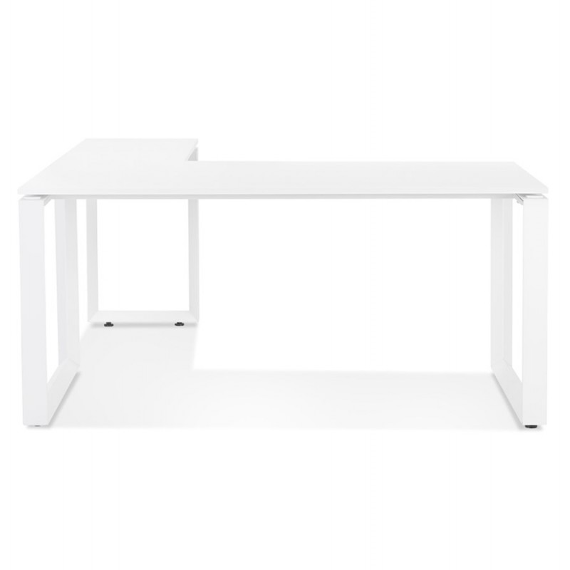 Bureau d'angle design en bois pieds blancs (160x170 cm) OSSIAN (finition blanc) - image 59426