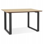 Diseño de escritorio recto en pies negros madera (70x130 cm) COBIE (acabado natural)