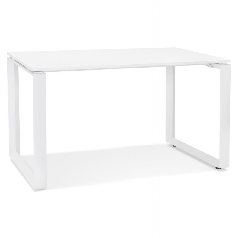 Bureau droit design en bois pieds blancs (60x120 cm) OSSIAN (finition blanc) - image 59460