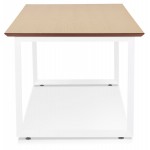 Diseño de escritorio recto en pies blancos de madera (70x130 cm) COBIE (acabado natural)