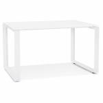 Design straight desk in tempered glass white feet (60x120 cm) OSSIAN (white finish)