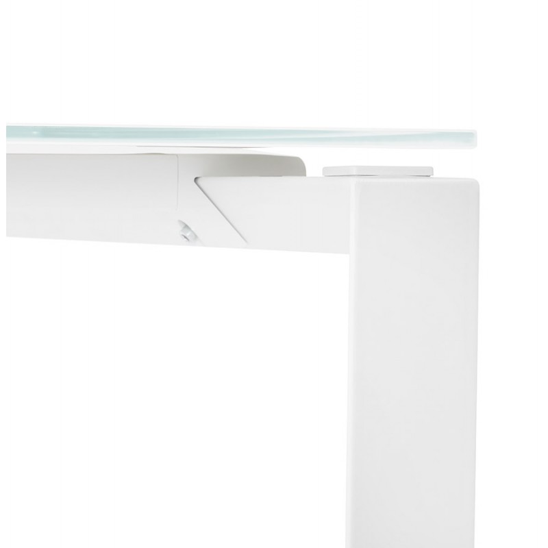 Bureau droit design en verre trempé pieds blancs (60x120 cm) OSSIAN (finition blanc) - image 59484