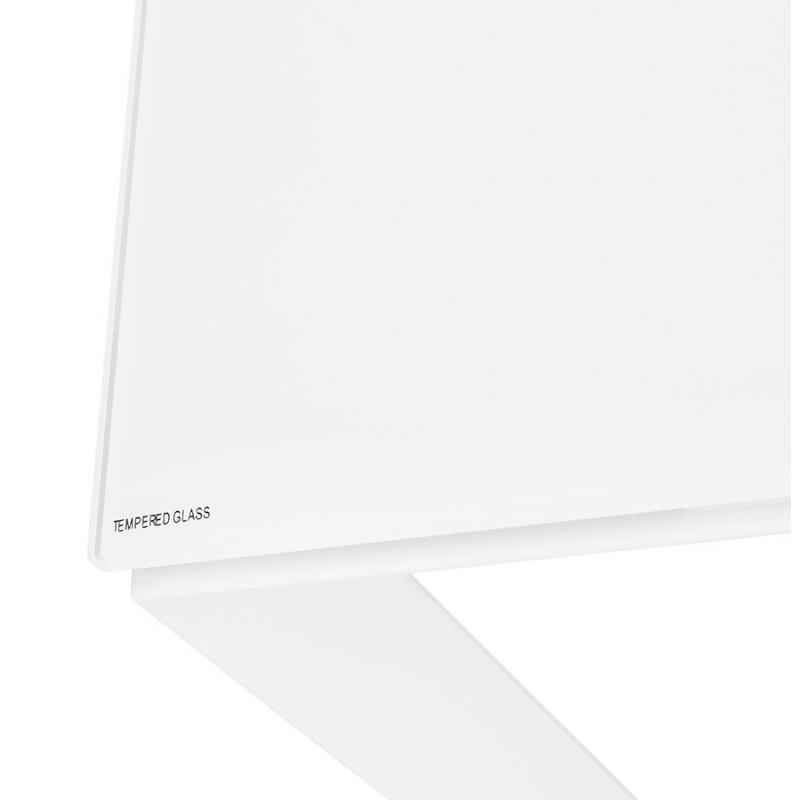 Bureau droit design en verre trempé pieds blancs (60x120 cm) OSSIAN (finition blanc) - image 59485