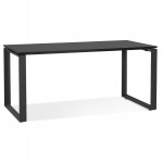 Design gerader Schreibtisch aus Holz schwarze Füße (60x120 cm) OSSIAN (schwarzes Finish)