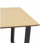 Bureau droit design en bois pieds noirs (90x180 cm) COBIE (finition naturel)