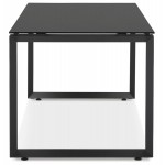 Design gerader Schreibtisch aus gehärtetem Glas schwarze Füße (80x160 cm) OSSIAN (schwarzes Finish)