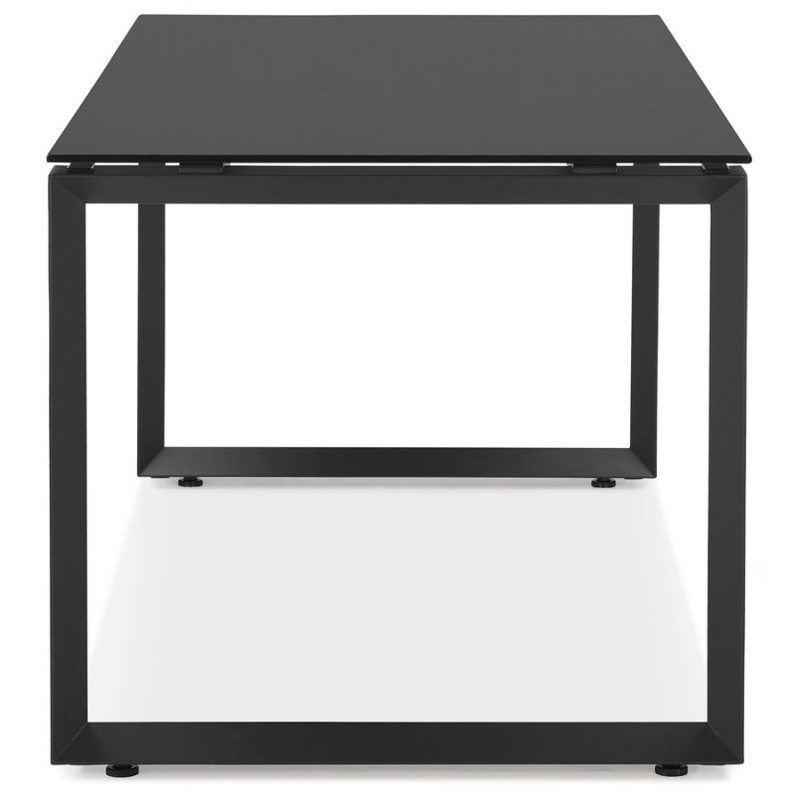 Design gerader Schreibtisch aus gehärtetem Glas schwarze Füße (80x160 cm) OSSIAN (schwarzes Finish) - image 59536