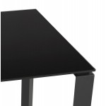 Bureau droit design en verre trempé pieds noirs (80x160 cm) OSSIAN (finition noir)