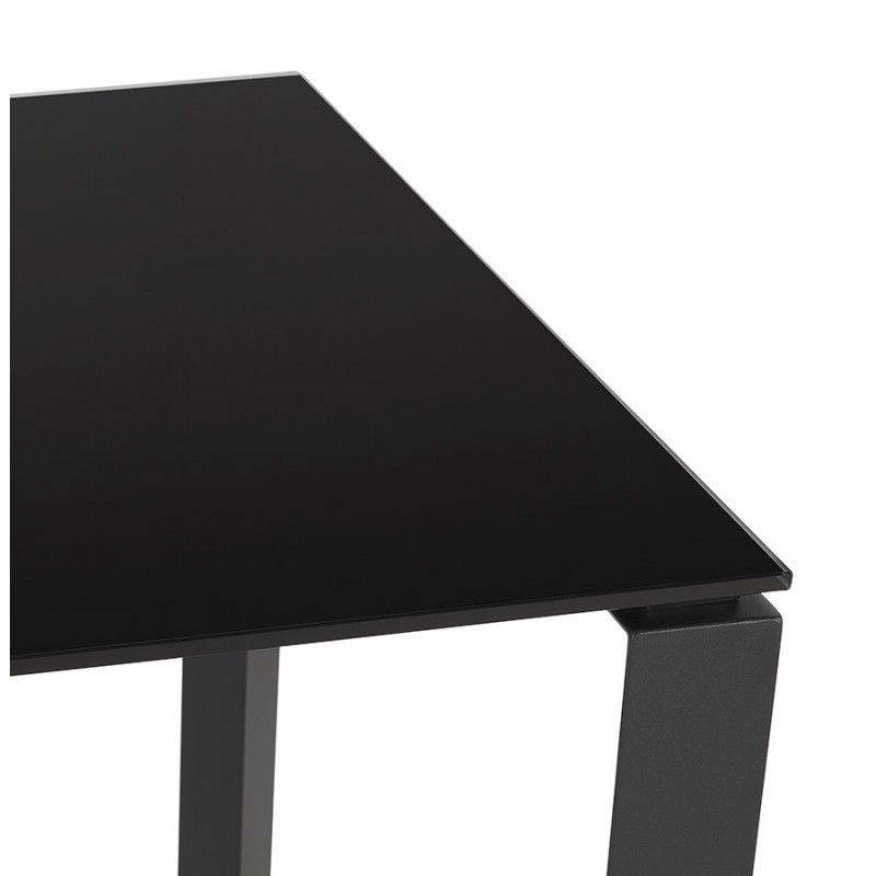 Bureau droit design en verre trempé pieds noirs (80x160 cm) OSSIAN (finition noir) - image 59538