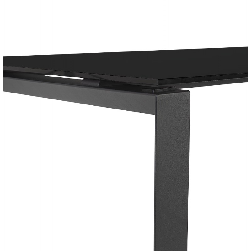 Design gerader Schreibtisch aus gehärtetem Glas schwarze Füße (80x160 cm) OSSIAN (schwarzes Finish) - image 59540