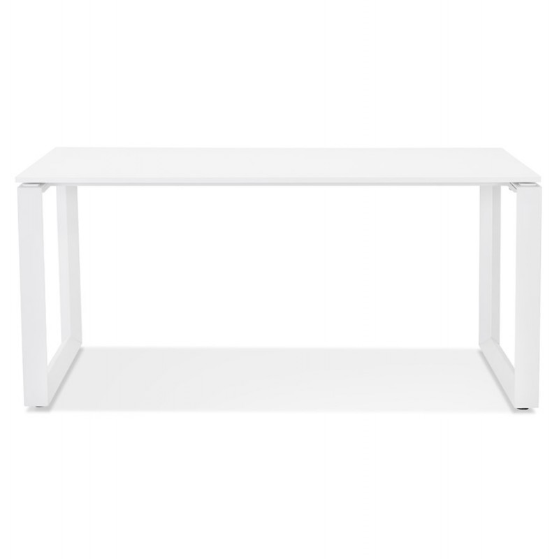 Bureau droit design en bois pieds blancs (80x160 cm) OSSIAN (finition blanc) - image 59550