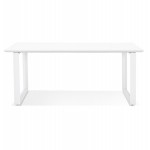 Design gerader Schreibtisch aus Holz weiße Füße (90x180 cm) COBIE (weiße Oberfläche)
