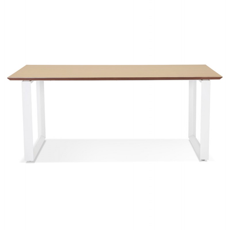 Diseño de escritorio recto en pies blancos madera (90x180 cm) COBIE (acabado natural) - image 59568