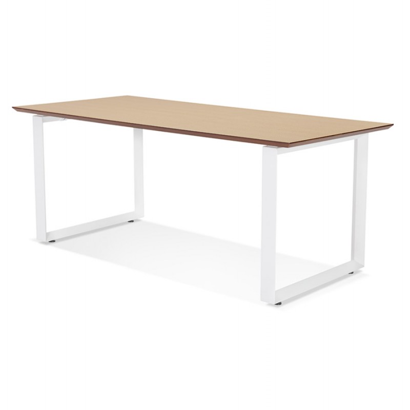 Design dritto della scrivania in legno bianco piedini (90x180 cm) COBIE (finitura naturale) - image 59570