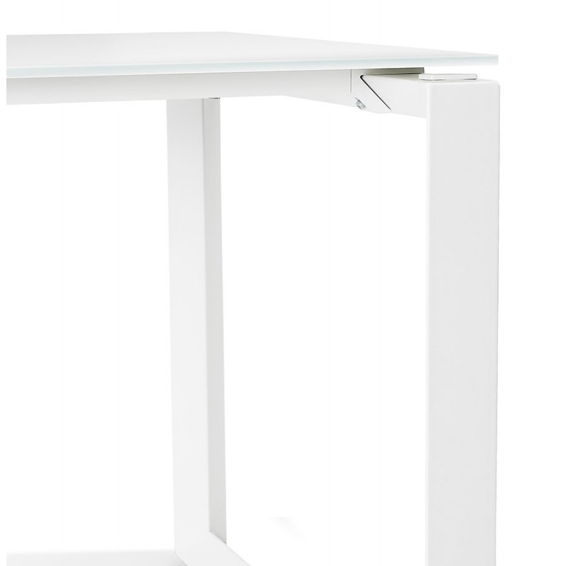 Bureau droit design en verre trempé pieds blancs (80x160 cm) OSSIAN (finition blanc) - image 59582