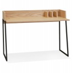Design gerader Schreibtisch aus Holz schwarze Füße (62x120 cm) ELIOR (naturbelassen)