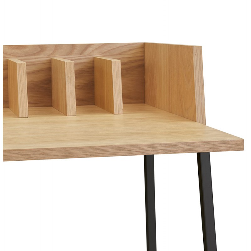 Design gerader Schreibtisch aus Holz schwarze Füße (62x120 cm) ELIOR (naturbelassen) - image 59594